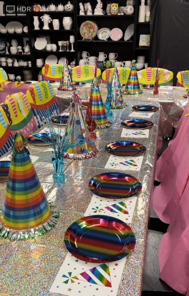 Joyful moments captured as children celebrate birthdays with pottery painting in Englewood